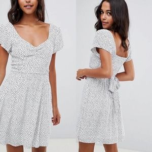 Abercrombie & Fitch Tea Wrap Dress Ditsy Spot White Black Size S